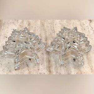 Set of 2 Star Shaped 24% Lead Crystal Candlestick Holders WMf Made in Germany